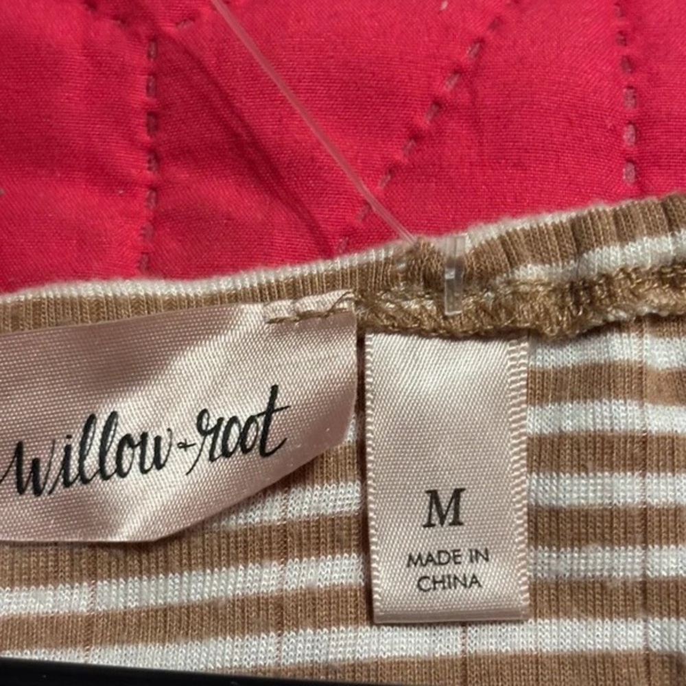 Striped Beige and White Women’s Long Sleeve Top - Picture 3 of 3